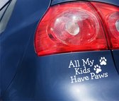 Bumpersticker - All My Kids Have Paws - 15x9 - Wit
