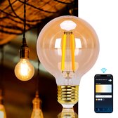 Aigostar 10YHY - Filament LED Smart - Source de Lumière Intelligente Wifi - Ø 8 cm - Ampoules à incandescence - E27 - 6W - Dimmable - Ambre