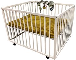 Product: Colorfull Home Box - Met Wieltjes - Park - Babybox - 80 x 100 cm - Wit, van het merk 