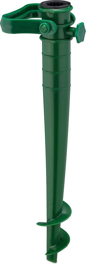 Relaxdays - perceuse à parasol - avec manche - vert foncé - piquet de parasol