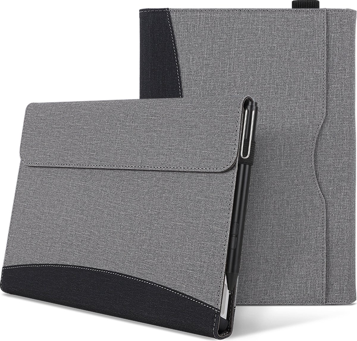 Hoes geschikt voor Microsoft Surface Pro 4/5/6/7 - Wallet book Case - 12.3 inch - Grijs - Case2go