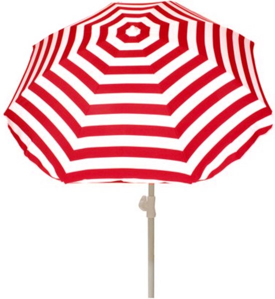 Summertime Strand parasol - rood/wit - D180 cm - in hoogte verstelbaar - Uv bestendig