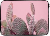 Laptophoes 14 inch - Cactus - Planten - Zomer - Laptop sleeve - Binnenmaat 34x23,5 cm - Zwarte achterkant