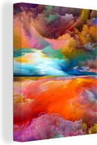 Canvas - Olieverf - Schilderij - Wolken - Regenboog - Abstract - 60x80 cm - Schilderijen op canvas - Muurdecoratie