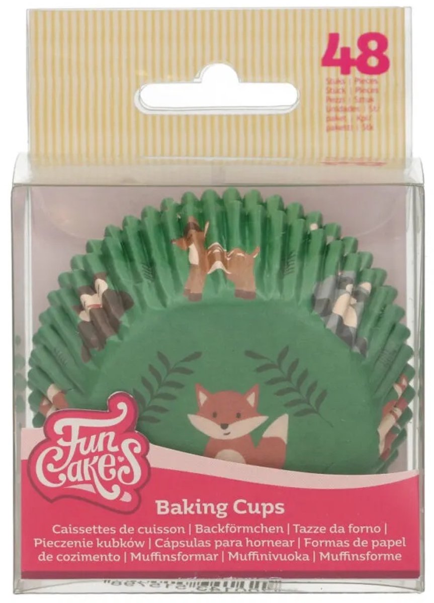 FunCakes Baking Cups - Bos Dieren - 48 Stuks - Cupcake Vormpjes Papier