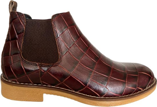 Leren schoenen- Heren Laarzen- Chelsea boots- Heren schoenen- Exclusief Stoere Mannen laarzen- Enkellaarsje 505- Leather- Bordeaux- Maat 43