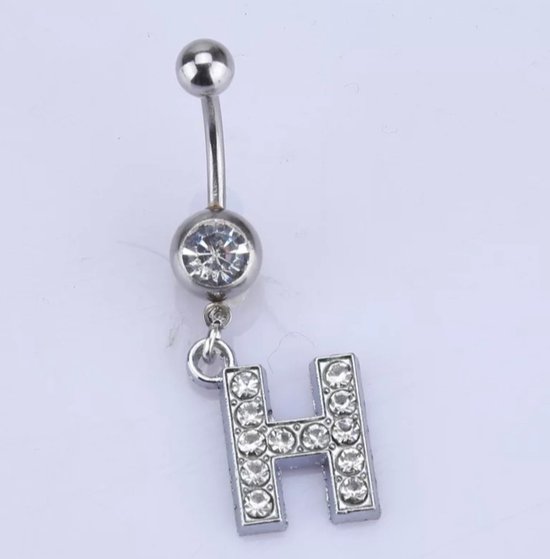 Navelpiercing rose goud gekleurde ruwe glitter steentjes Een navelp
