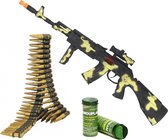 Soldaten/militairen camouflage geweer 59 cm met kogelriem - Met army bruin/groen schmink stift