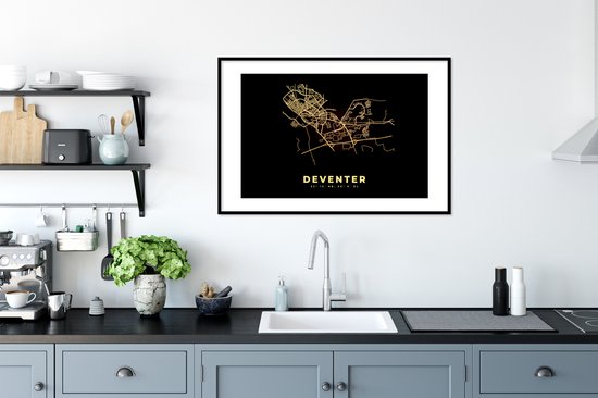 Cadre photo avec affiche - Deventer - Plan de la ville - Carte - Carte - Nederland - 90x60 cm - Cadre pour affiche