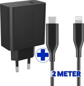 iPhone USB-C Adapter + Gevlochten Lightning USB-C Opladerkabel 2 Meter - 45W - Super Fast Charge - Geschikt voor iPhone 12/13/14 serie