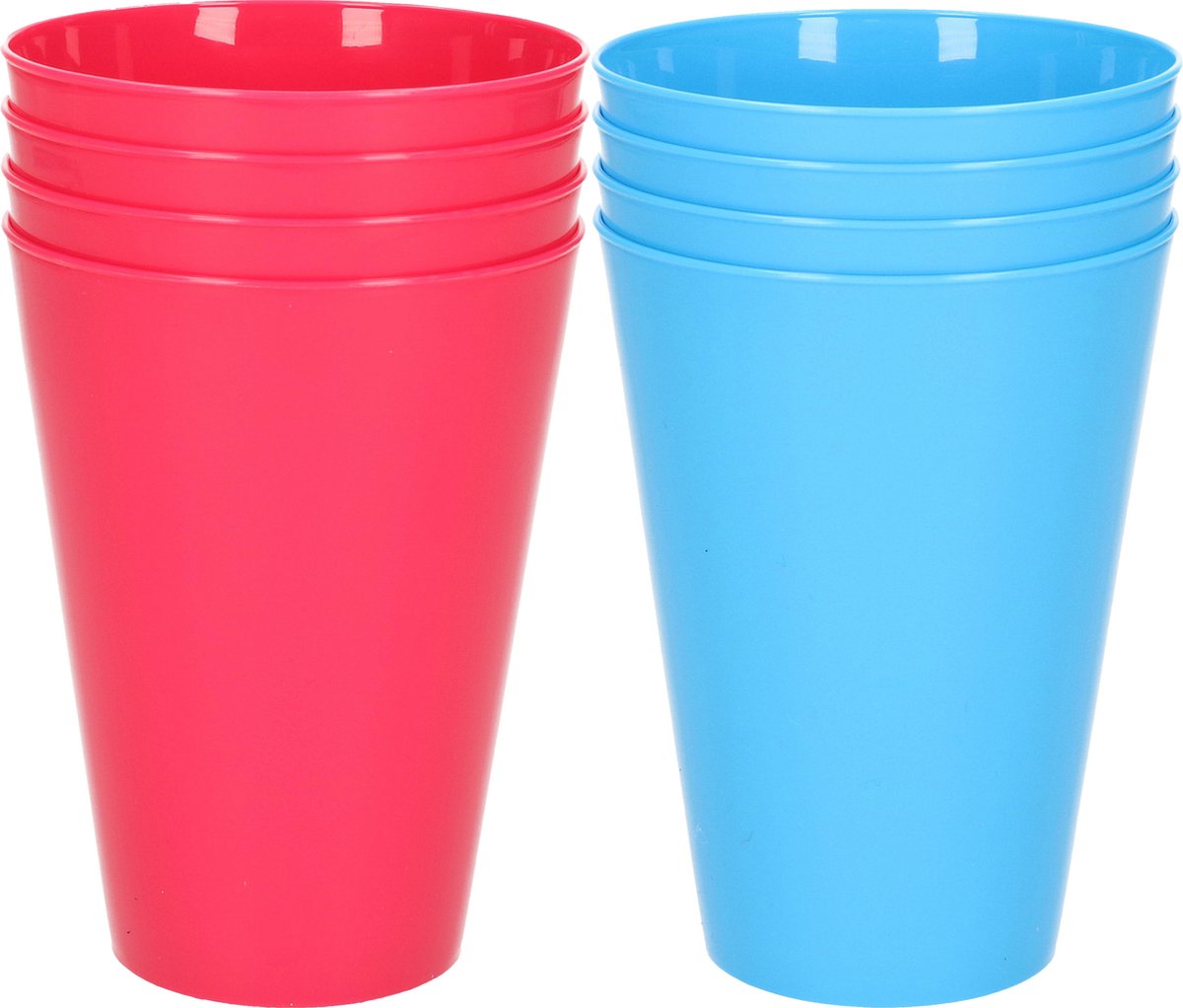 Goedkoopste 16x stuks onbreekbare kunststof drinkglazen 430 ML in het blauw en roze - Camping/verjaardag/peuters/kleuters