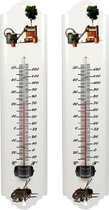 Set van 2x metalen thermometer voor buiten en binnen 30 cm