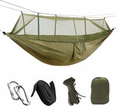 Hangmat met Klamboe - 260x140 - 180 kg - Groen - Met Rits - Hangmat met Muggennet - Survival - Hammock - Outdoor Camping - Kamperen - Hangmat