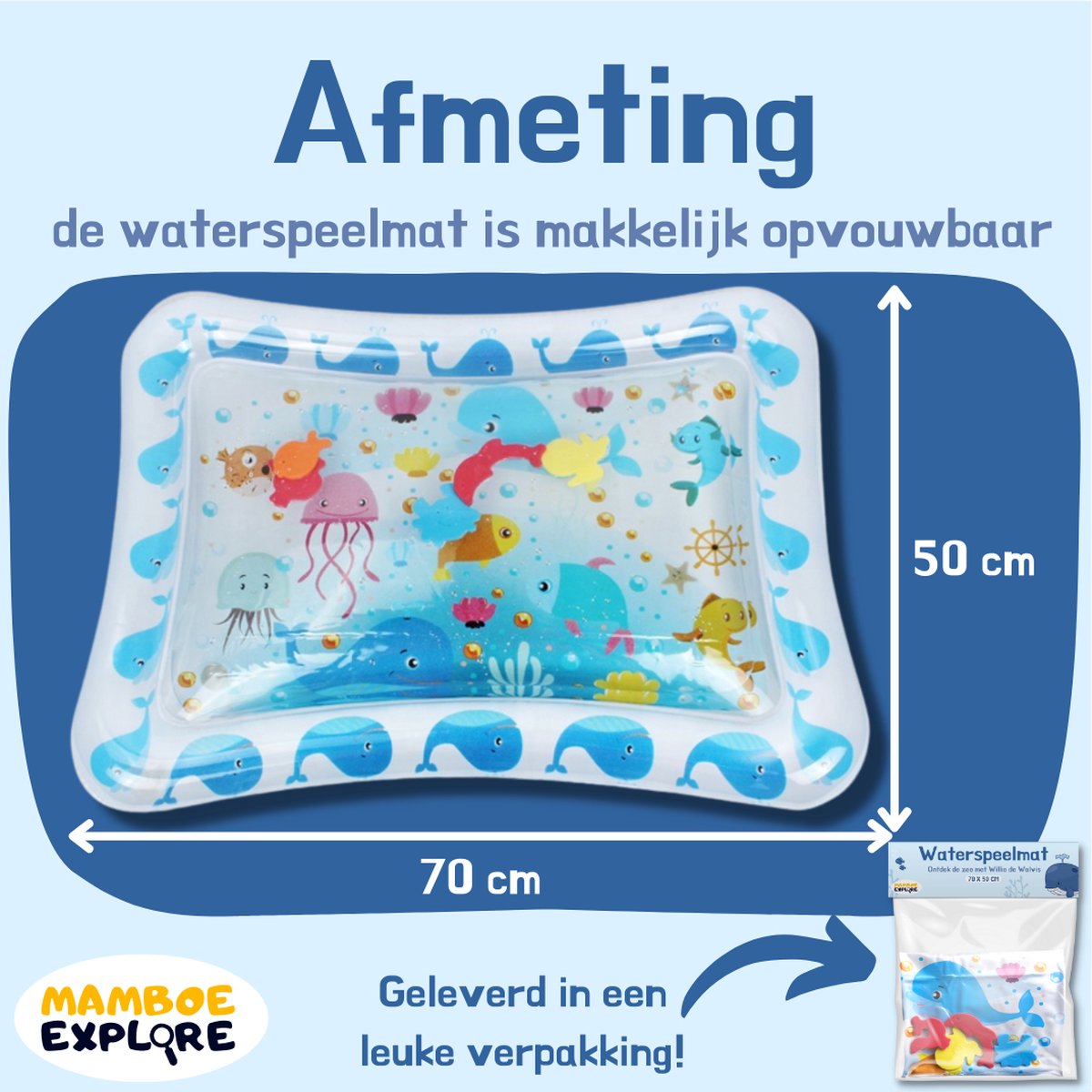 Mamboe Waterspeelmat Wit/Blauw - Watermat baby thumbnail 3