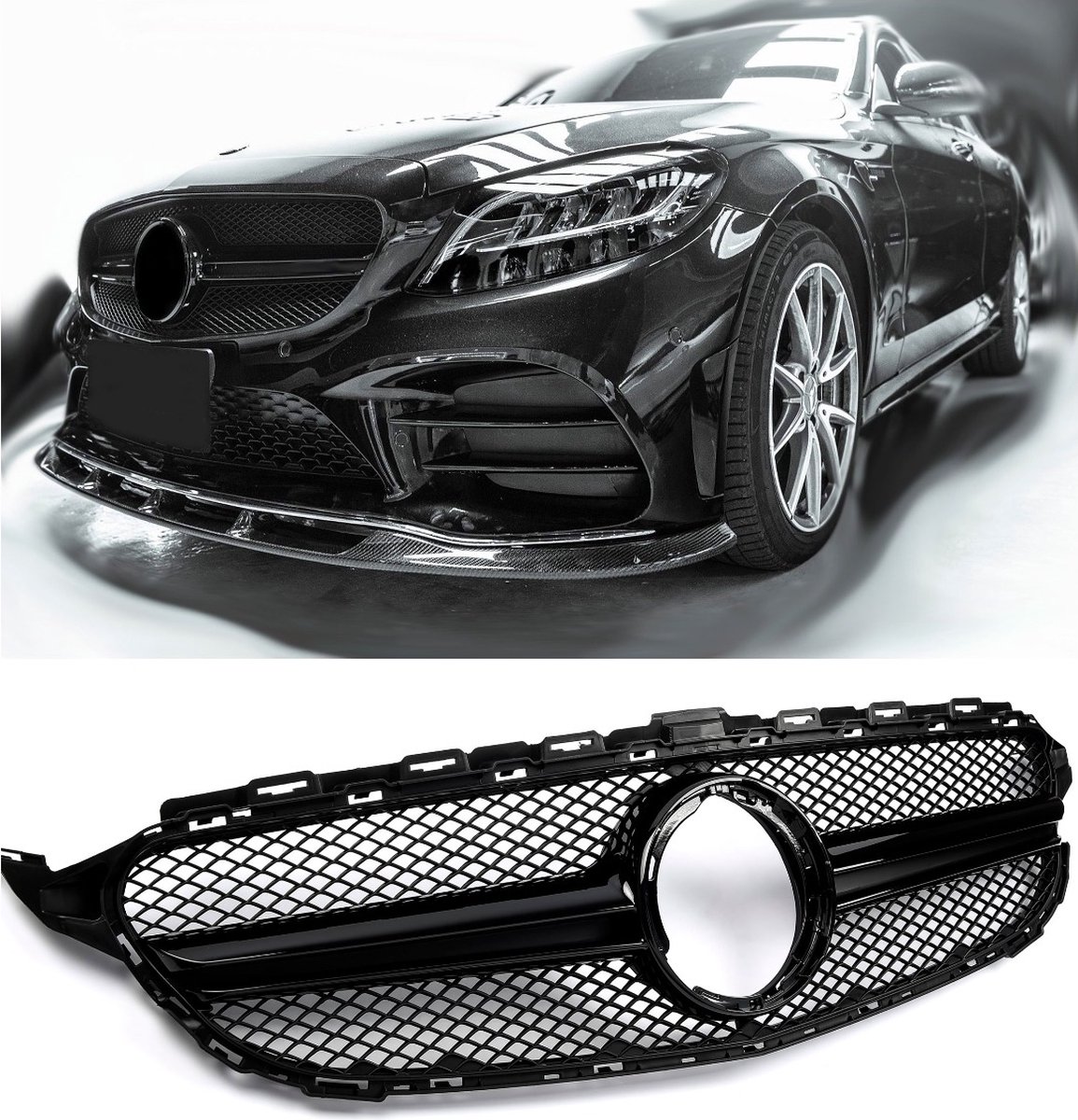 Grill Sport grille past voor Mercedes W205 FACELIFT zwart / zwart