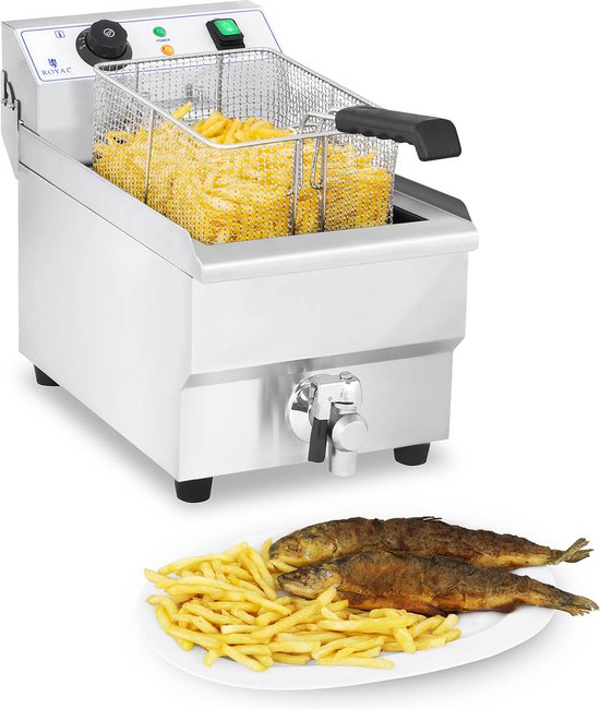 Foto: Royal catering elektro friteuse 10 liter met afvoerkraan