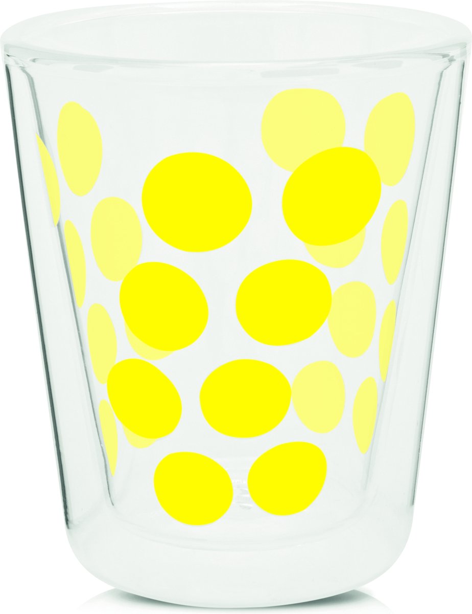 Zak!Designs Dotdot Koffiebeker - Dubbelwandig - 20 cl - Geel