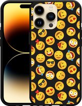 Geschikt voor Apple iPhone 14 Pro Max Hoesje Zwart Emoji - Designed by Cazy