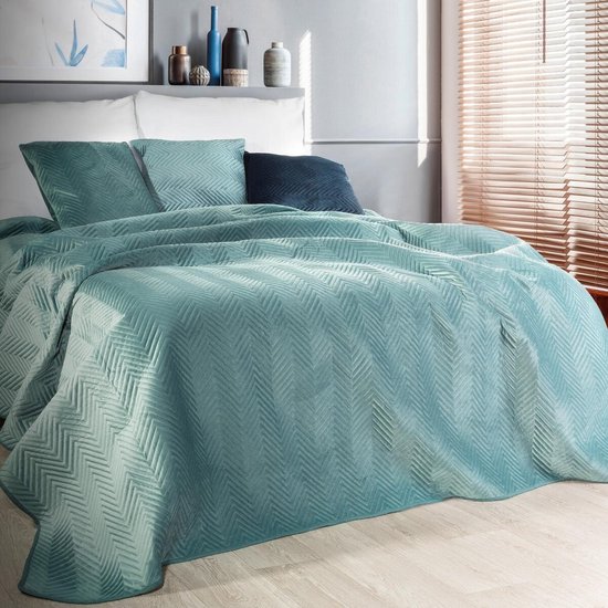 Oneiro’s luxe SOFIA Beddensprei Mintgroen- 200x220 cm – bedsprei 2 persoons - mintgroen – beddengoed – slaapkamer – spreien – dekens – wonen – slapen