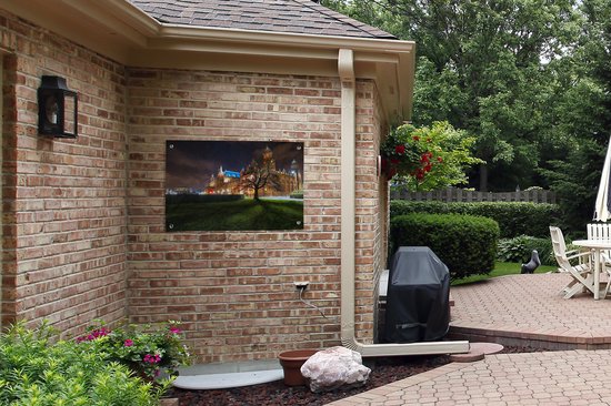 Kelvingrove Museum at night in the European Glasgow Garden poster 90x60 cm - Toile de jardin / Toile d'extérieur / Peintures d'extérieur (décoration de jardin)