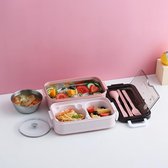 Boîte à lunch - Boîtes de préparation de repas - Boîte à lunch avec couvercle - Prep de repas - Boîte à bento - Boîte à lunch avec Couverts Rose