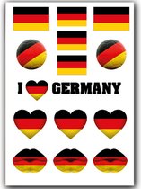 Temporary Tattoo Duitsland / Germany (A5 formaat) [Neptattoo - Tijdelijke tatoeage smink schmink versiering - Nep Fake Tattoos - Water overdraagbare festival sticker Glitter Volwassenen Kinderen Jongen Meisje WK, World Cup, Voetbal