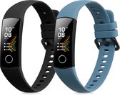kwmobile 2x horlogebandjes geschikt voor HONOR Band 5 / Band 4 bandje - Smartwatch bandjes van TPU - Activity tracker horloge band in zwart / blauwgrijs