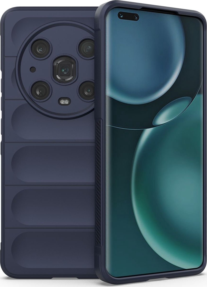 Mobigear Hoesje geschikt voor HONOR Magic 4 Pro Telefoonhoesje Flexibel TPU | Mobigear Bumpy Backcover | Magic 4 Pro Case | Back Cover - Donkerblauw