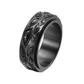 Anxiety Ring - (Ogen) - Stress Ring - Fidget Ring - Draaibare Ring - Spinning Ring - Spinner Ring - Zwartkleurig RVS - (21.25 mm / maat 67)