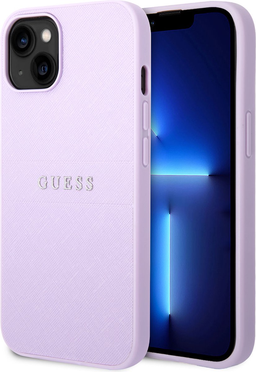 Guess hoesje geschikt voor iPhone 14 Plus - Backcover - Saffiano - Paars