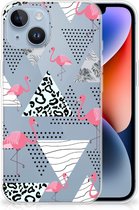 Leuk TPU Back Cover Geschikt voor iPhone 14 GSM Hoesje Doorzichtig Flamingo Triangle