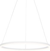 QAZQA anello - Moderne Dimbare LED Hanglamp met Dimmer voor boven de eettafel | in eetkamer - 1 lichts - Ø 80 cm - Wit - Woonkamer | Slaapkamer | Keuken