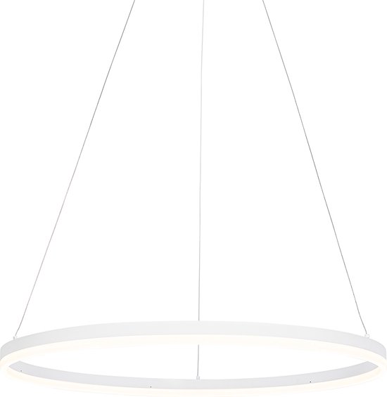 QAZQA anello - Suspension LED moderne pour au-dessus de la table à manger | en salle à manger - 1 lumière - Ø 80 cm - Wit - Salon | Chambre à coucher | Cuisine