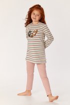 Woody pyjama meisjes/dames - multicolor gestreept - uil - 222-1-BLB-S/931 - maat 128