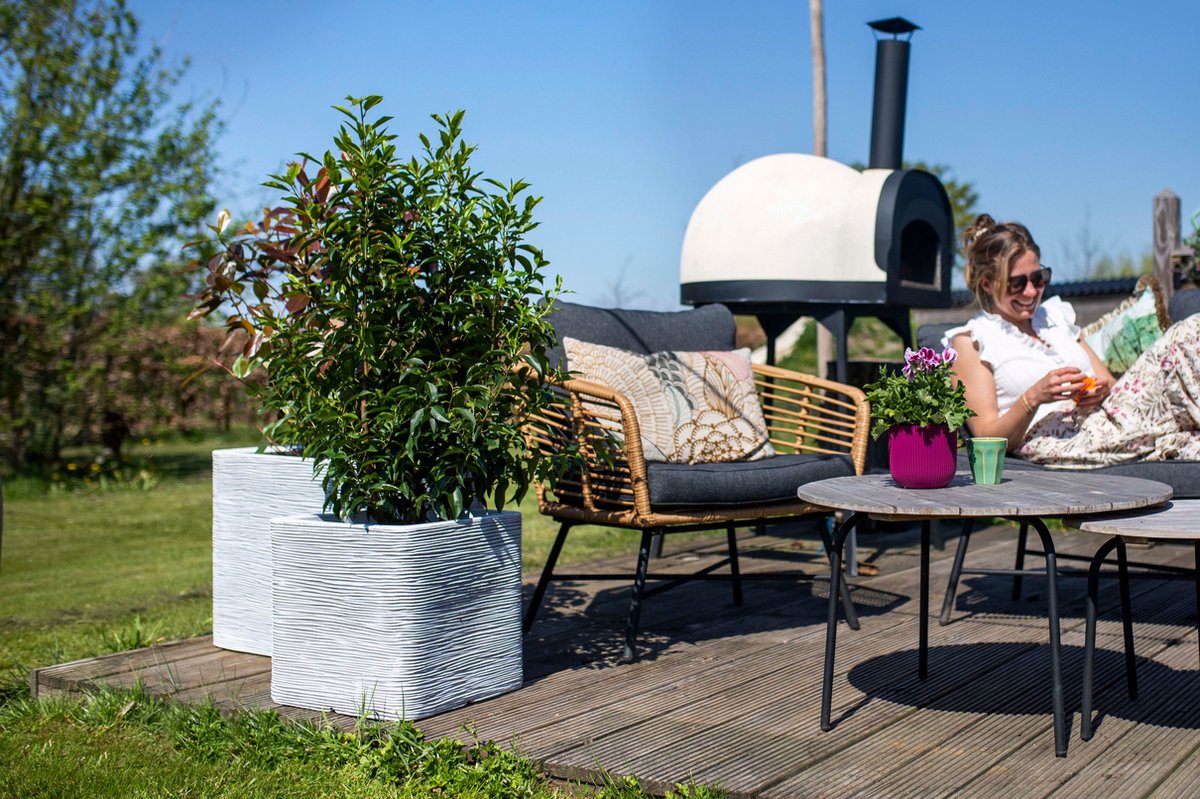 Capi Europe Pot de fleurs carré Rib NL - 40x40 - Ivoire