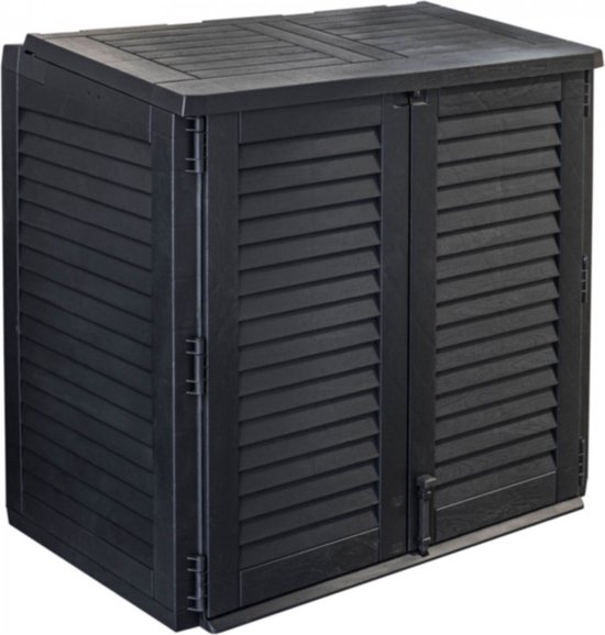 Containerombouw - Containerkast voor 2 afvalbakken - Kunststof - Zwart - 117x74x110cm Zwart - Opbergbox