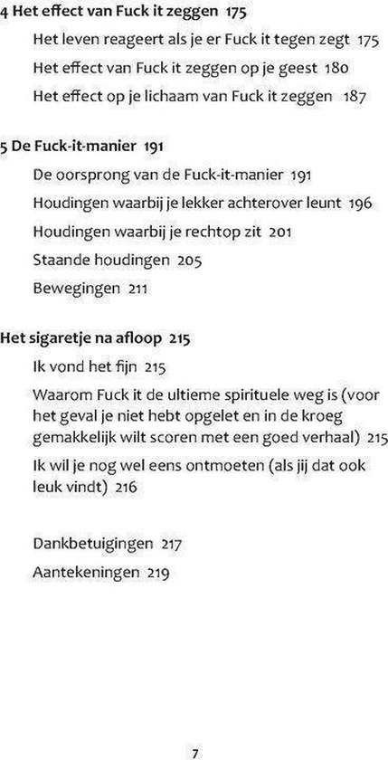 Lijst met paginanummers en hoofdstukken.