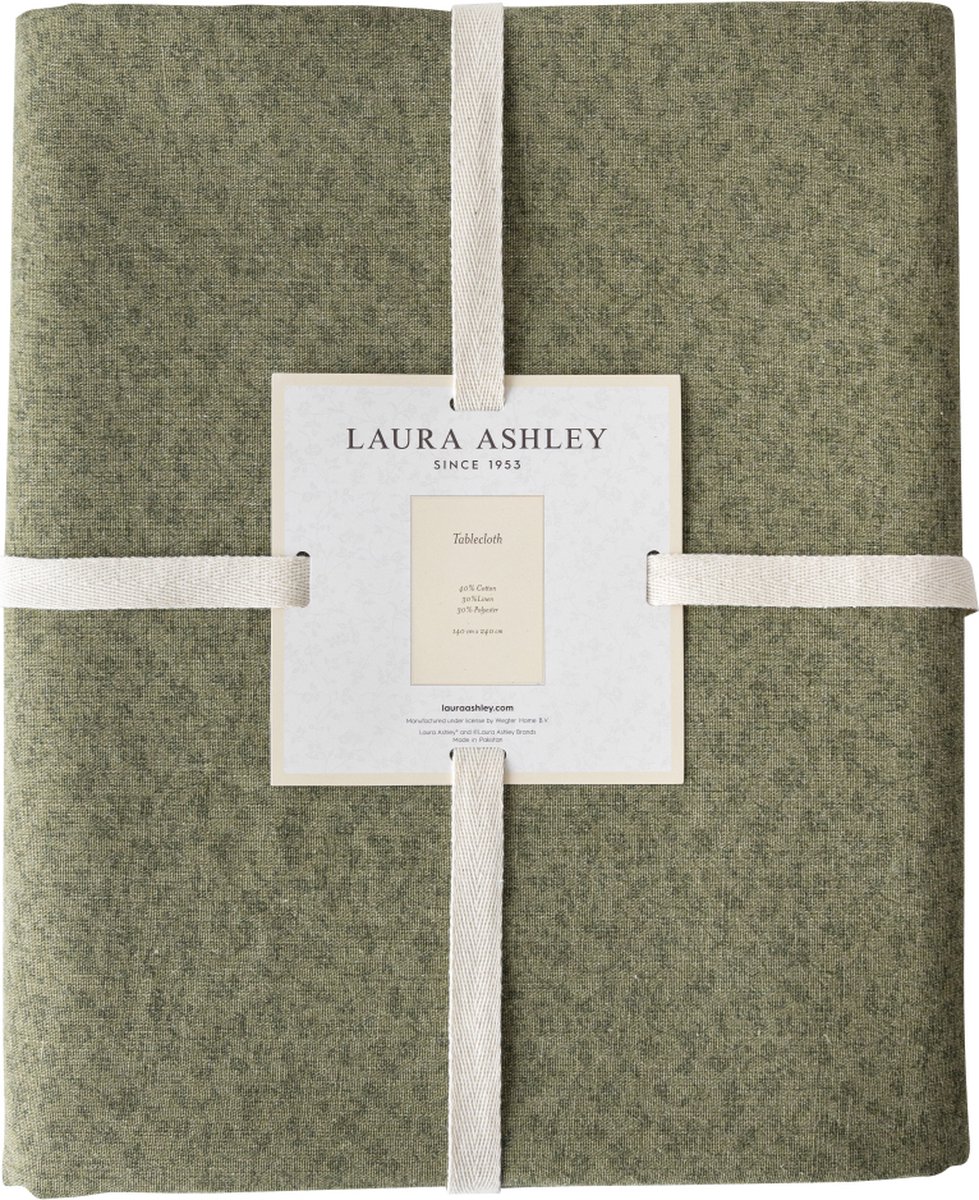 Laura Ashley Kitchen Linen Collectables - Laura Ashley Tafelkleed Sage groen Wild Clematis 140x240cm