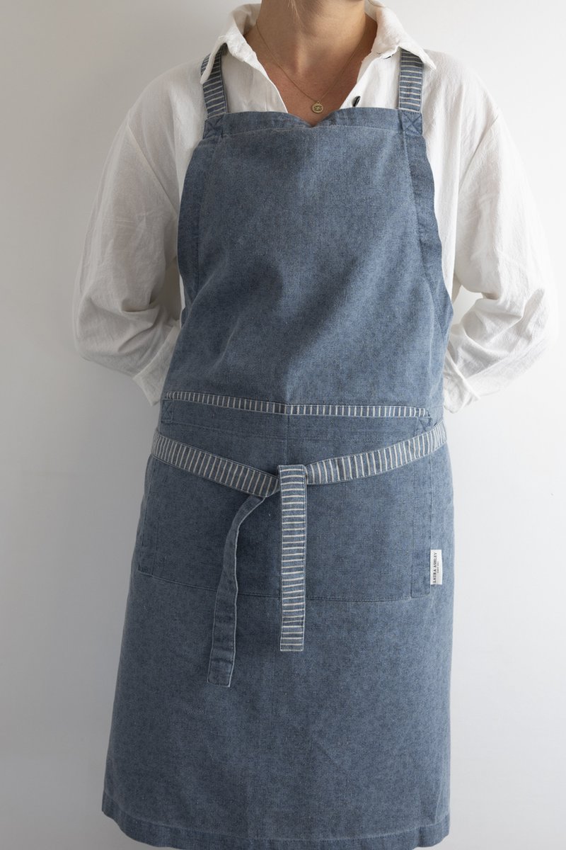 Laura Ashley Kitchen Linen Collectables Schort Blauw Wild Clematis - 78x85cm - Schorten voor vrouwen