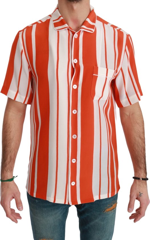 Dolce & Gabbana Red White Striped Cotton Short Sleeve Shirt main image 1