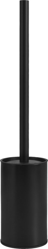 QUVIO Toiletborstelhouder - Met borstel - Wc borstelhouder - Toiletborstel met houder - Toiletaccessoires - Staand - RVS - Plastic - Zwart - 41 x 8 cm