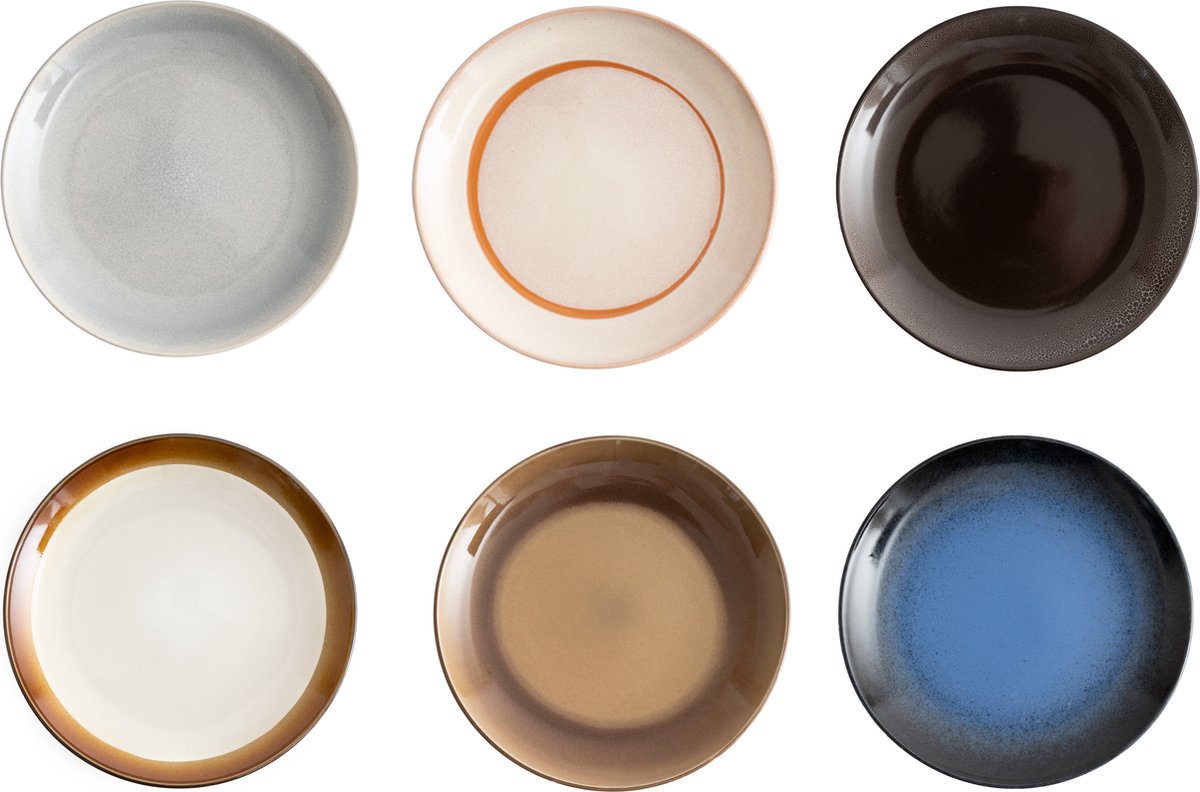 Studio Tavola Ontbijtborden Earth - Dessertborden - Dessert Plate - Aardewerk Aardetinten - Vaatwasser- en Magnetronbestendig - Ø 20 cm, Set van 6
