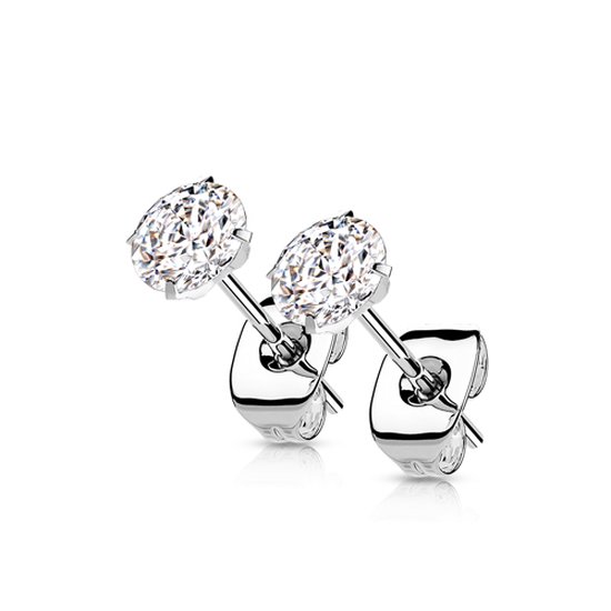 Oorbellen titanium prong wit 3mm - LMPiercings