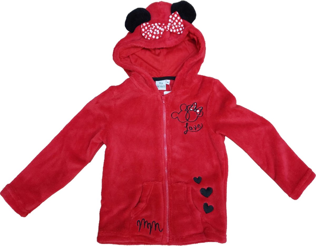 Disney Minnie Mouse Fleecejas / Gilet met Rits en Capuchon - 8 jaar - Rood
