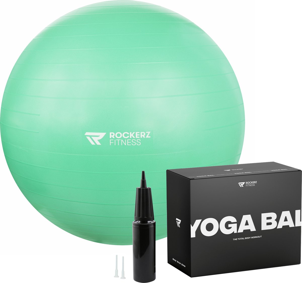 Rockerz Yoga bal inclusief pomp - Fitness bal - Zwangerschapsbal - 65 cm - 1150g - Stevig & duurzaam - Hoogste kwaliteit - Mintgroen