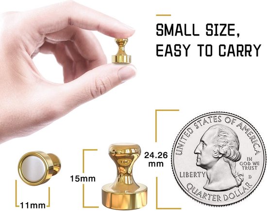 BOTC Super sterke magneten - 12 stuks-Inclusief Opbergdoosje met bewaardoosje - gouden - BOTC