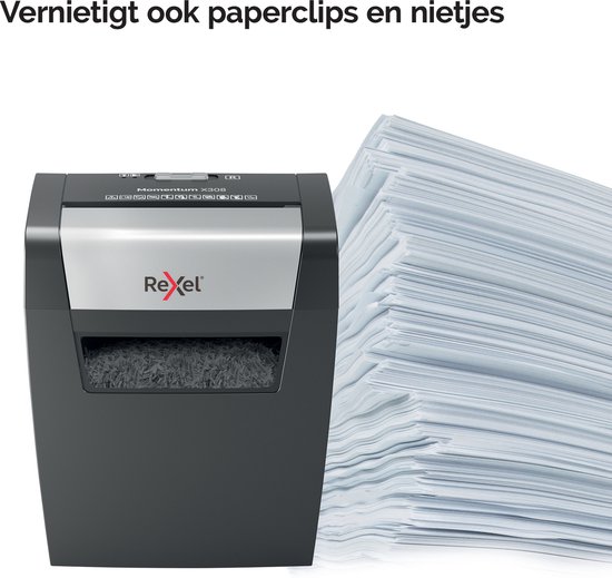 Rexel Momentum X308 Papierversnipperaar - P3 Cross Cut Snippers - Tot 8 Vel - 15L - Zwart