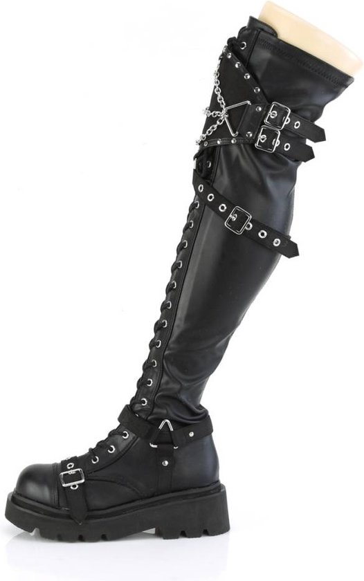 Smilice Dames Plateau-overkneelaarzen met ritssluiting en dikke hak, wit, 42 EU