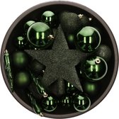 Decoris kerstballenmix - 33 stuks - 5/6/8cm - met piek - kunststof