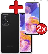 Hoesje Geschikt voor Samsung A23 Hoesje Siliconen Case Hoes Met 2x Screenprotector - Hoes Geschikt voor Samsung Galaxy A23 Hoes Cover Case - Transparant.